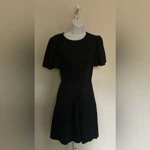 Sugar Lips Black and White Stripped Lace Up Dress